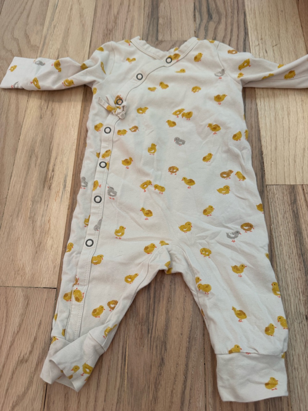 Pehr White Baby Romper with Yellow Chick Print